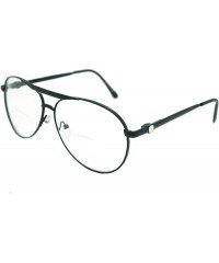 Aviator Vintage Classic Aviator Metal Reading Glasses - Black / Clear Bi-focus Reading Glasses Rj8027cbf - C212H48YW2T $18.34