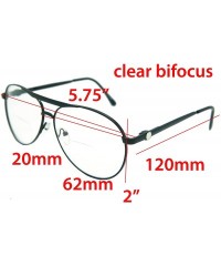 Aviator Vintage Classic Aviator Metal Reading Glasses - Black / Clear Bi-focus Reading Glasses Rj8027cbf - C212H48YW2T $18.34