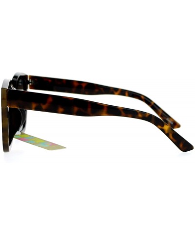Oversized Ultra Flat Lens Unique Oversize Horn Rim Sunglasses - Tortoise - C6127A9UVTT $19.37