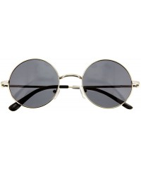 Round Retro-Vintage Style Lennon Inspired Round Metal Circle Sunglasses Teashade - Silver Frame Dark Lens - C211CNERSHL $12.39