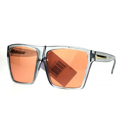 Rectangular Pop Color Lens Oversize Flat Top Plastic Diva Fashion Sunglasses - Orange - CQ1869RCSST $8.14