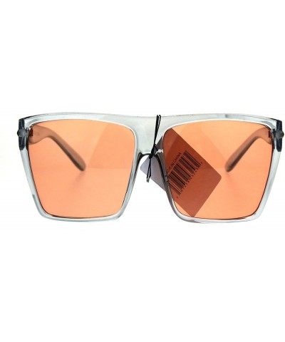 Rectangular Pop Color Lens Oversize Flat Top Plastic Diva Fashion Sunglasses - Orange - CQ1869RCSST $8.14