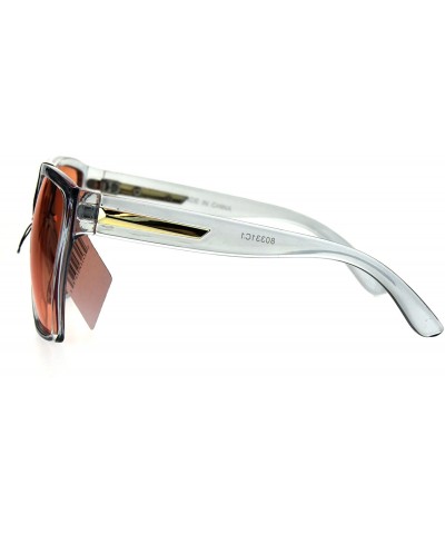 Rectangular Pop Color Lens Oversize Flat Top Plastic Diva Fashion Sunglasses - Orange - CQ1869RCSST $8.14