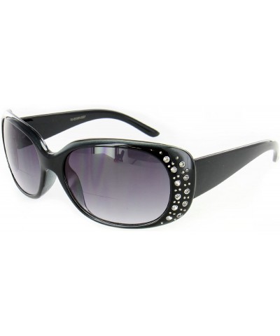 Oval Oceana" Fashion Bifocal Sunglasses Women (Black/Clear +1.00) - Black & Clear W/ Smoke Lens - CD11I4RYETB $41.62