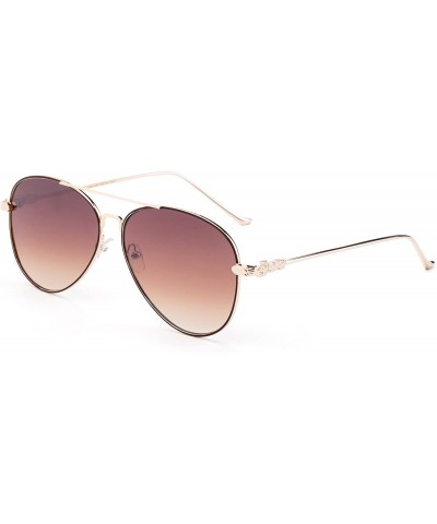 Aviator New Trending Aviator Fashion Sunglasses for Women UV Protection Lenses - 2 Pack Brown & Smoke - CV184YXD9XC $14.75