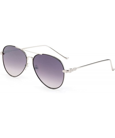 Aviator New Trending Aviator Fashion Sunglasses for Women UV Protection Lenses - 2 Pack Brown & Smoke - CV184YXD9XC $14.75