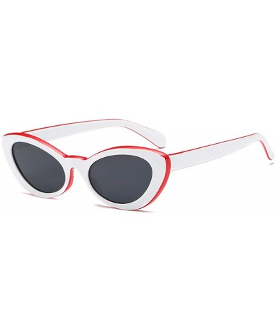 Oval Men and women Oval Sunglasses Fashion Simple Sunglasses Retro glasses - Red White - CI18LL9XC5K $19.21