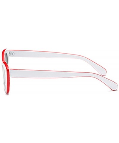 Oval Men and women Oval Sunglasses Fashion Simple Sunglasses Retro glasses - Red White - CI18LL9XC5K $10.11