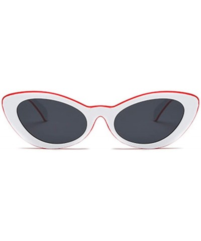 Oval Men and women Oval Sunglasses Fashion Simple Sunglasses Retro glasses - Red White - CI18LL9XC5K $10.11