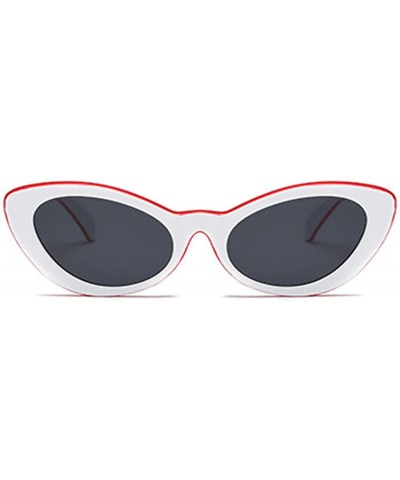 Oval Men and women Oval Sunglasses Fashion Simple Sunglasses Retro glasses - Red White - CI18LL9XC5K $10.11