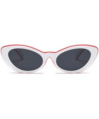 Oval Men and women Oval Sunglasses Fashion Simple Sunglasses Retro glasses - Red White - CI18LL9XC5K $10.11