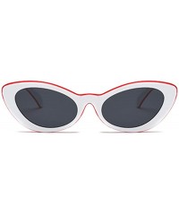 Oval Men and women Oval Sunglasses Fashion Simple Sunglasses Retro glasses - Red White - CI18LL9XC5K $10.11