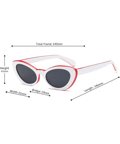 Oval Men and women Oval Sunglasses Fashion Simple Sunglasses Retro glasses - Red White - CI18LL9XC5K $10.11