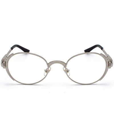 Round Steampunk Round Sunglasses Women Retro Metal Oval Vintage Sun Glasses for Men - Silver With Clear - CP18STCUU65 $12.31