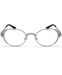 Round Steampunk Round Sunglasses Women Retro Metal Oval Vintage Sun Glasses for Men - Silver With Clear - CP18STCUU65 $12.31