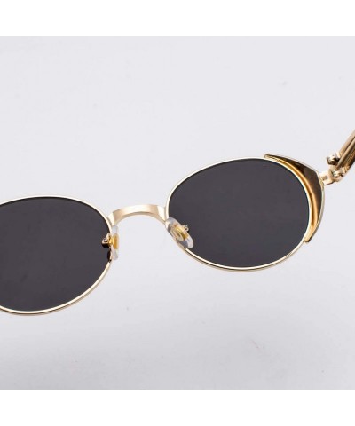 Round Steampunk Round Sunglasses Women Retro Metal Oval Vintage Sun Glasses for Men - Silver With Clear - CP18STCUU65 $12.31