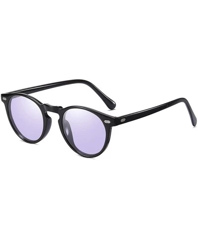 Round Photochromic Polarized Sunglasses Men Women Anti Glare Driving Eyewear Glasses - Purple - CO18YSXE0M0 $34.46