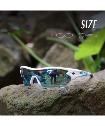 Rimless polarizadas deportivas intercambiables ciclismo conducir - White&ice Blue Lens - C712HM4HFCT $21.53