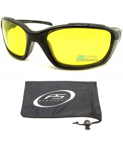 Sport Yellow Lens Polarized Safety Glasses Anti Glare for Night Driving and Riding - Jet Black - CL11X3ABH4N $13.80