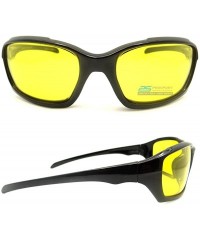 Sport Yellow Lens Polarized Safety Glasses Anti Glare for Night Driving and Riding - Jet Black - CL11X3ABH4N $13.80