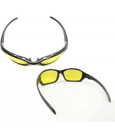 Sport Yellow Lens Polarized Safety Glasses Anti Glare for Night Driving and Riding - Jet Black - CL11X3ABH4N $13.80