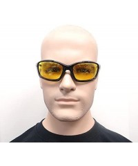 Sport Yellow Lens Polarized Safety Glasses Anti Glare for Night Driving and Riding - Jet Black - CL11X3ABH4N $13.80