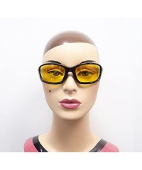 Sport Yellow Lens Polarized Safety Glasses Anti Glare for Night Driving and Riding - Jet Black - CL11X3ABH4N $13.80