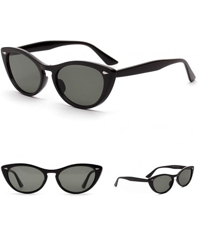 Cat Eye Women's Cat Eye Sunglasses Women Rivet Ladies Sun Glasses Retro Uv400 Summer Style - Full Black - C41976AZCYI $10.43