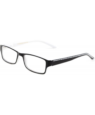 Square Unisex Two Tone Sleek Spring Temple Fashion Clear Lens Glasses - Black/White - CW12NE2CP6P $19.10