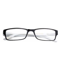 Square Unisex Two Tone Sleek Spring Temple Fashion Clear Lens Glasses - Black/White - CW12NE2CP6P $10.91
