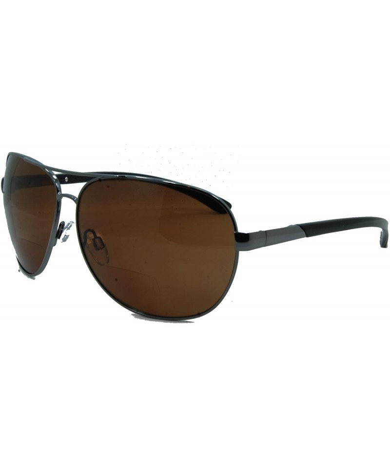 Sport C Moore Polarized Aviator Nearly Invisible Line Bifocal Sunglasses - Pewter-brown - C911NFR7AAX $45.38