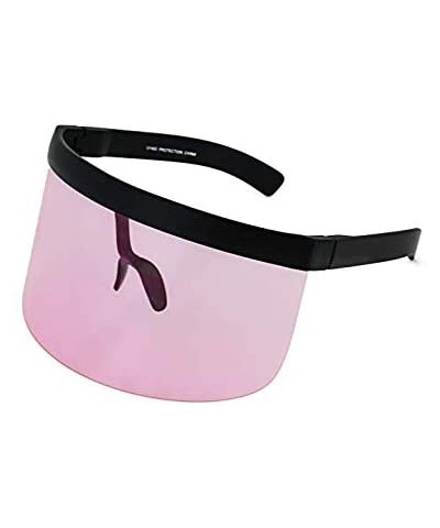 Shield Futuristic Oversize Shield Visor Sunglasses Flat Top Mirrored Mono Lens 172mm - Pink and Silver Mirror - CC18IH68K2L $...