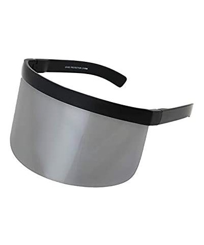 Shield Futuristic Oversize Shield Visor Sunglasses Flat Top Mirrored Mono Lens 172mm - Pink and Silver Mirror - CC18IH68K2L $...
