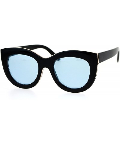 Cat Eye Diva Thick Plastic Oversize Cat Eye Womens Sunglasses - Black Blue - C112O9Z4DSA $12.83
