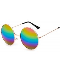 Round Women Round Sunglasses Red Yellow Blue Clear Shades MultiColor Gradient Mirror FeDesigner Vintage Sun Glasses - CW199CC...