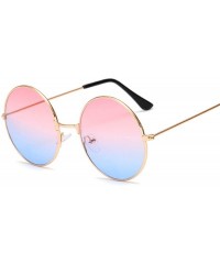 Round Women Round Sunglasses Red Yellow Blue Clear Shades MultiColor Gradient Mirror FeDesigner Vintage Sun Glasses - CW199CC...