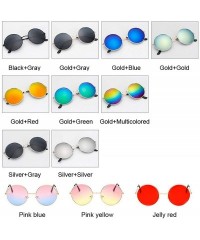 Round Women Round Sunglasses Red Yellow Blue Clear Shades MultiColor Gradient Mirror FeDesigner Vintage Sun Glasses - CW199CC...