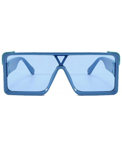 Oversized Classic Flat Top Shield Sunglasses for men women Oversized sunglasses square sunglasses retro sunglasses - 5 - C019...