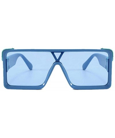 Oversized Classic Flat Top Shield Sunglasses for men women Oversized sunglasses square sunglasses retro sunglasses - 5 - C019...