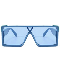 Oversized Classic Flat Top Shield Sunglasses for men women Oversized sunglasses square sunglasses retro sunglasses - 5 - C019...