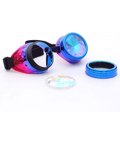 Goggle Steampunk Rave Kaleidoscope Goggles Rainbow Colorful Lenses - Blue Purple - CA18HLLOGK9 $20.48