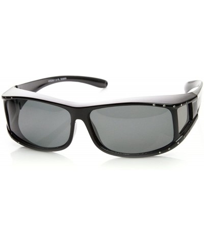 Sport Womens Rectangle Polarized Lens Cover Wrap Sunglasses with Side Lens (Black) - CG11EV5BHBD $15.30