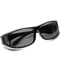 Sport Womens Rectangle Polarized Lens Cover Wrap Sunglasses with Side Lens (Black) - CG11EV5BHBD $15.30