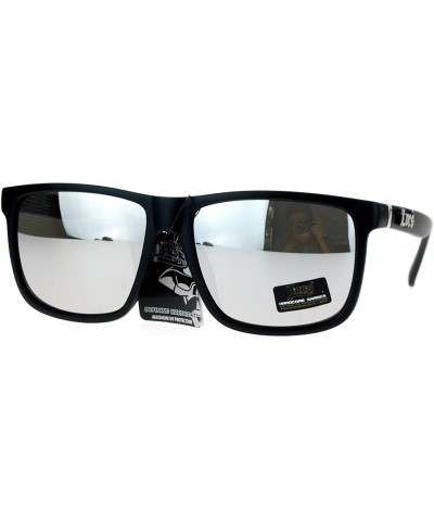 Wayfarer Mirrored Lens Gangster Oversized Rectangular Horned Sunglasses - Silver Mirror - CB124R36HV3 $11.28