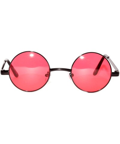 Round Round Retro Small Circle Tint & Mirror Colored Lens 43-55 mm Sunglasses Metal - Round_43mm_blk_red_grd - CO189ILO23T $1...