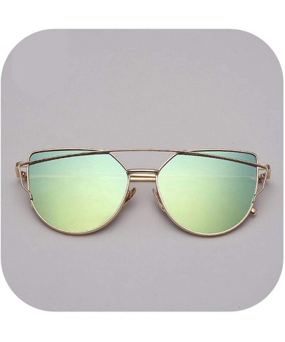 Oval 2018 Brand Designer Cat Eye Sunglasses Women Vintage Metal Reflective Glasses Mirror Retro Oculos De Sol Gafas - CO19857...