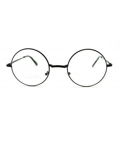 Round 70s Hippie Musician Circle Lens Iconic Groovy Wire Rim Fashion Glasses - Black - CP11I5R8NYH $18.46