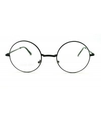Round 70s Hippie Musician Circle Lens Iconic Groovy Wire Rim Fashion Glasses - Black - CP11I5R8NYH $10.31