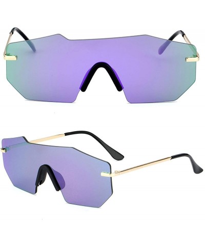 Round Polarized Sunglasses for Men and Women - One-Piece Mirrored Lens UV400 - Purple - CK193A436Q8 $19.01