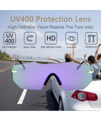 Round Polarized Sunglasses for Men and Women - One-Piece Mirrored Lens UV400 - Purple - CK193A436Q8 $11.18